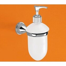 GEDY GE80-13 GENZIANA WALL MOUNTED FROSTED GLASS SOAP DISPENSER WITH CHROME MOUNTING