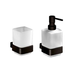 GEDY LG1581-M4 LOUNGE WALL MOUNTED SOAP DISPENSER AND TOOTHBRUSH TUMBLER SET