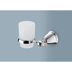 GEDY LI10-13 LIRA FROSTED GLASS TOOTHBRUSH HOLDER WITH POLISHED CHROME WALL MOUNT