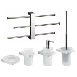 GEDY LZ1130 LANZAROTE 5 PIECE CHROME ACCESSORY SET WITH ADJUSTABLE TOWEL RACK