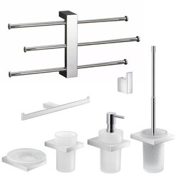 GEDY LZ1230 LANZAROTE CHROME 7 PIECE ACCESSORY SET WITH ADJUSTABLE TOWEL RACK