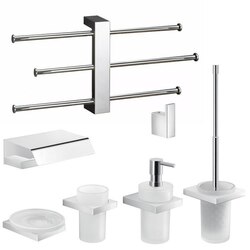 GEDY LZ1232 LANZAROTE MODERN 7 PIECE ACCESSORY SET WITH ADJUSTABLE TOWEL RACK