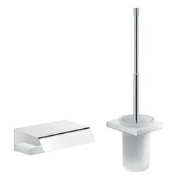 GEDY LZ533 LANZAROTE CHROME WALL MOUNTED TOILET BRUSH AND TOILET PAPER HOLDER SET