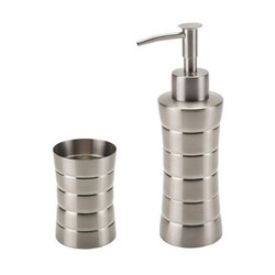 GEDY NAS500 NAOS STAINLESS STEEL SOAP DISPENSER AND TUMBLER SET