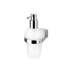 GEESA 7016 BLOQ COLLECTION WALL MOUNTED FROSTED GLASS SOAP DISPENSER WITH CHROME MOUNTING
