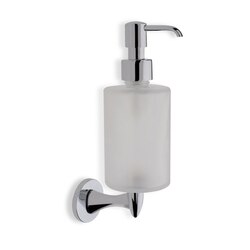 STILHAUS H30-08 HOLIDAY WALL MOUNTED ROUND FROSTED GLASS SOAP DISPENSER WITH CHROME MOUNTING