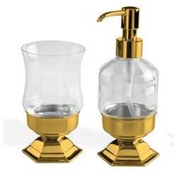 STILHAUS MA500-16 MARTE GOLD TOOTHBRUSH TUMBLER AND SOAP DISPENSER ACCESSORY SET