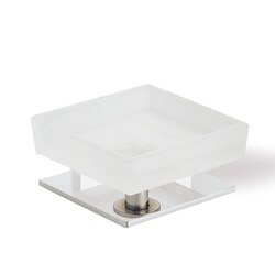 STILHAUS Q09AP-08 QUID SQUARE FROSTED GLASS SOAP DISH WITH CHROME BASE