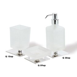 STILHAUS Q100 QUID QUID FROSTED GLASS WITH CHROME BASE BATHROOM ACCESSORY SET