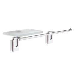 STILHAUS Q69.2-08 QUID 18 INCH CHROME TOWEL BAR WITH GLASS SOAP DISH AND ROLL HOLDER