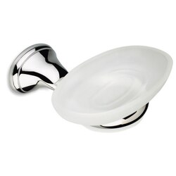 STILHAUS T09 TECLA LEGNO WALL MOUNTED OVAL FROSTED GLASS SOAP DISH WITH CHROME HOLDER