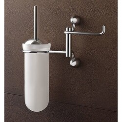 TOSCANALUCE 9026 MARINA WALL MOUNTED ROUND FROSTED GLASS TOILET BRUSH HOLDER WITH TOILET ROLL HOLDER