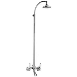 REMER LR08US RETRO BATHTUB MIXER WITH COLUMN AND SHOWER HEAD IN BRASS IN CHROME