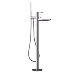 REMER N08 MINIMAL FLOOR MOUNTED BATH MIXER WITH DIVERTER AND SHOWER KIT IN CHROME