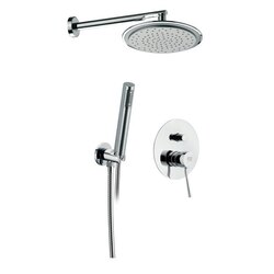 REMER N09S02 MINIMAL BRASS SHOWER KIT WITH OVERHEAD SHOWER, HAND SHOWER, AND SINGLE LEVER IN CHROME