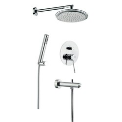 REMER N09S03 MINIMAL WALL-MOUNTED SHOWER SET WITH OVERHEAD SHOWER, HAND SHOWER, FAUCET AND SINGLE LEVER IN CHROME