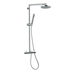 REMER N37RB MINIMAL CHROME SHOWER SYSTEM WITH OVERHEAD SHOWER, HAND SHOWER, AND SLIDING RAIL