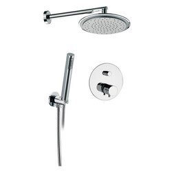 REMER NT09S02US MINIMAL THERMAL SHOWER SET WITH SHOWERHEAD, HANDSHOWER, BUILT-IN MIXER AND DIVERTER, AND HOSE IN CHROME