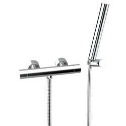 REMER NT39US MINIMAL THERMAL THERMOSTATIC SINGLE LEVER SHOWER MIXER WITH HAND SHOWER AND BRACKET IN CHROME