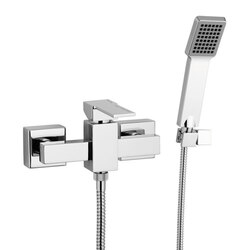 REMER Q39US QUBIKA WALL MOUNTED SHOWER MIXER WITH HAND SHOWER AND BRACKET IN CHROME