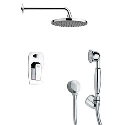 REMER SFH6152 ORSINO ROUND MODERN CHROME SHOWER FAUCET SET WITH HANDHELD SHOWER