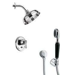 REMER SFH6187 ORSINO CONTEMPORARY POLISHED CHROME SHOWER FAUCET SET WITH HANDHELD SHOWER