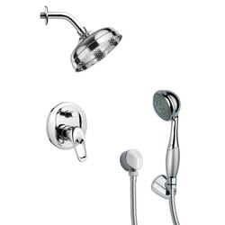 REMER SFH6188 ORSINO CONTEMPORARY POLISHED CHROME SHOWER FAUCET SET WITH HAND SHOWER