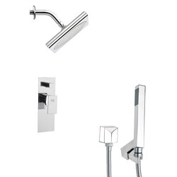 REMER SFH6195 ORSINO SQUARE MODERN SHOWER FAUCET SET WITH HANDHELD SHOWER IN CHROME