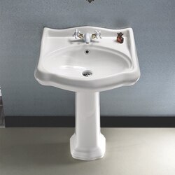 CERASTYLE 030200-PED 1837 24 X 21 INCH CLASSIC-STYLE WHITE CERAMIC PEDESTAL SINK
