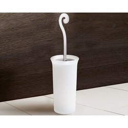 GEDY 3333 SISSI ROUND FROSTED GLASS TOILET BRUSH HOLDER WITH HANDLE