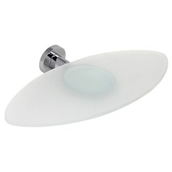 GEDY 5118-13 DEMETRA WALL MOUNTED OVAL FROSTED GLASS SOAP HOLDER
