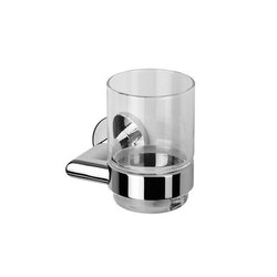 GEESA 6502 NEMOX COLLECTION WALL MOUNTED GLASS TUMBLER WITH HOLDER