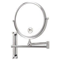 NAMEEKS AR7708-3X GLIMMER ROUND WALL MOUNTED DOUBLE FACE 3X MAKEUP MIRROR