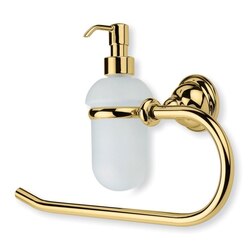 STILHAUS EL79 ELITE CLASSIC STYLE BRASS TOWEL RING WITH GLASS SOAP DISPENSER