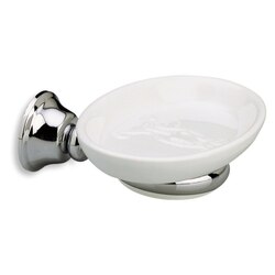 STILHAUS SM09 SMART WALL MOUNTED ROUND WHITE CERAMIC SOAP DISH WITH BRASS MOUNTING