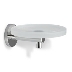STILHAUS VE09 VENUS WALL MOUNTED ROUND FROSTED GLASS SOAP DISH WITH BRASS