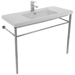 TECLA CAN03011-CON CANGAS RECTANGULAR CERAMIC CONSOLE SINK AND POLISHED CHROME STAND