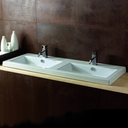 TECLA CAN04011 CANGAS 47 X 18 INCH RECTANGULAR WHITE DOUBLE CERAMIC WALL MOUNTED OR BUILT-IN SINK