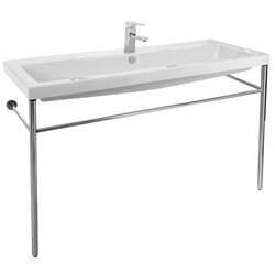 TECLA CAN05011A-CON CANGAS LARGE RECTANGULAR CERAMIC CONSOLE SINK AND POLISHED CHROME STAND