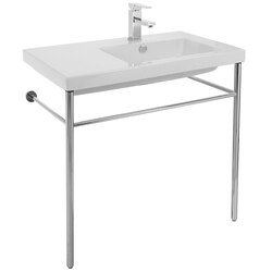 TECLA CO01011-CON CONDAL RECTANGULAR CERAMIC CONSOLE SINK AND POLISHED CHROME STAND