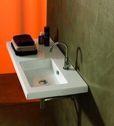 TECLA CO02011 CONDAL 39 X 18 INCH RECTANGULAR WHITE CERAMIC WALL MOUNTED OR BUILT-IN SINK