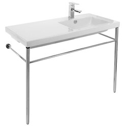 TECLA CO02011-CON CONDAL RECTANGULAR CERAMIC CONSOLE SINK AND POLISHED CHROME STAND