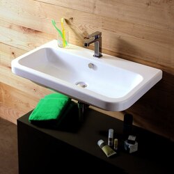 TECLA EL02011 ELECTRA 32 X 18 INCH RECTANGULAR WHITE CERAMIC WALL MOUNTED OR BUILT-IN SINK