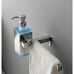 TOSCANALUCE 4528 EDEN WALL MOUNTED SQUARE BRASS SOAP DISPENSER WITH TOWEL RAIL