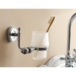 TOSCANALUCE 6502V QUEEN WALL MOUNTED CLASSIC-STYLE ROUND FROSTED GLASS TOOTHBRUSH HOLDER