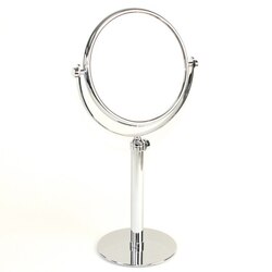 WINDISCH 99231 STAND MIRRORS TALL PEDESTAL DOUBLE FACE BRASS MAGNIFYING MIRROR