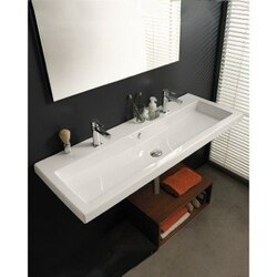 TECLA CAN05011B CANGAS 47 INCH RECTANGULAR WHITE CERAMIC WALL MOUNTED OR BUILT-IN SINK