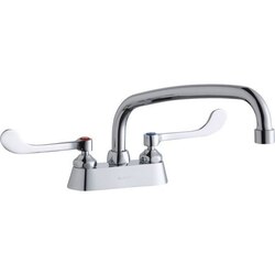 ELKAY LK406AT12T6 DECK MOUNT FAUCET WITH 12 INCH ARC TUBE SPOUT AND 6 INCH HANDLES