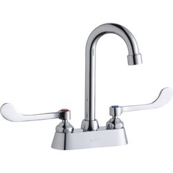 ELKAY LK406GN04T6 DECK MOUNT FAUCET WITH 4 INCH GOOSENECK SPOUT AND 6 INCH HANDLES