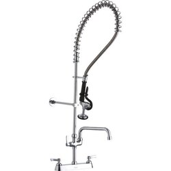 ELKAY LK843AF08LC 44 INCH DECK MOUNT FLEXIBLE HOSE FAUCET 1.2 GPM SPRAY HEAD WITH 8 INCH ARC TUBE SPOUT